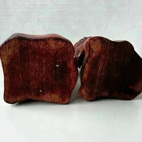 Vintage Hand Carved Wood Sculptures Man & Women Couple Bust African folk  art - Picture 4 of 6